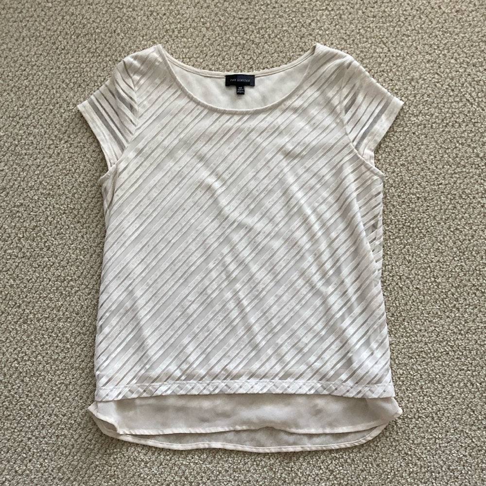 The Limited Work Top Shirt Striped Cream Blouse Top Business Size XS Like NEW